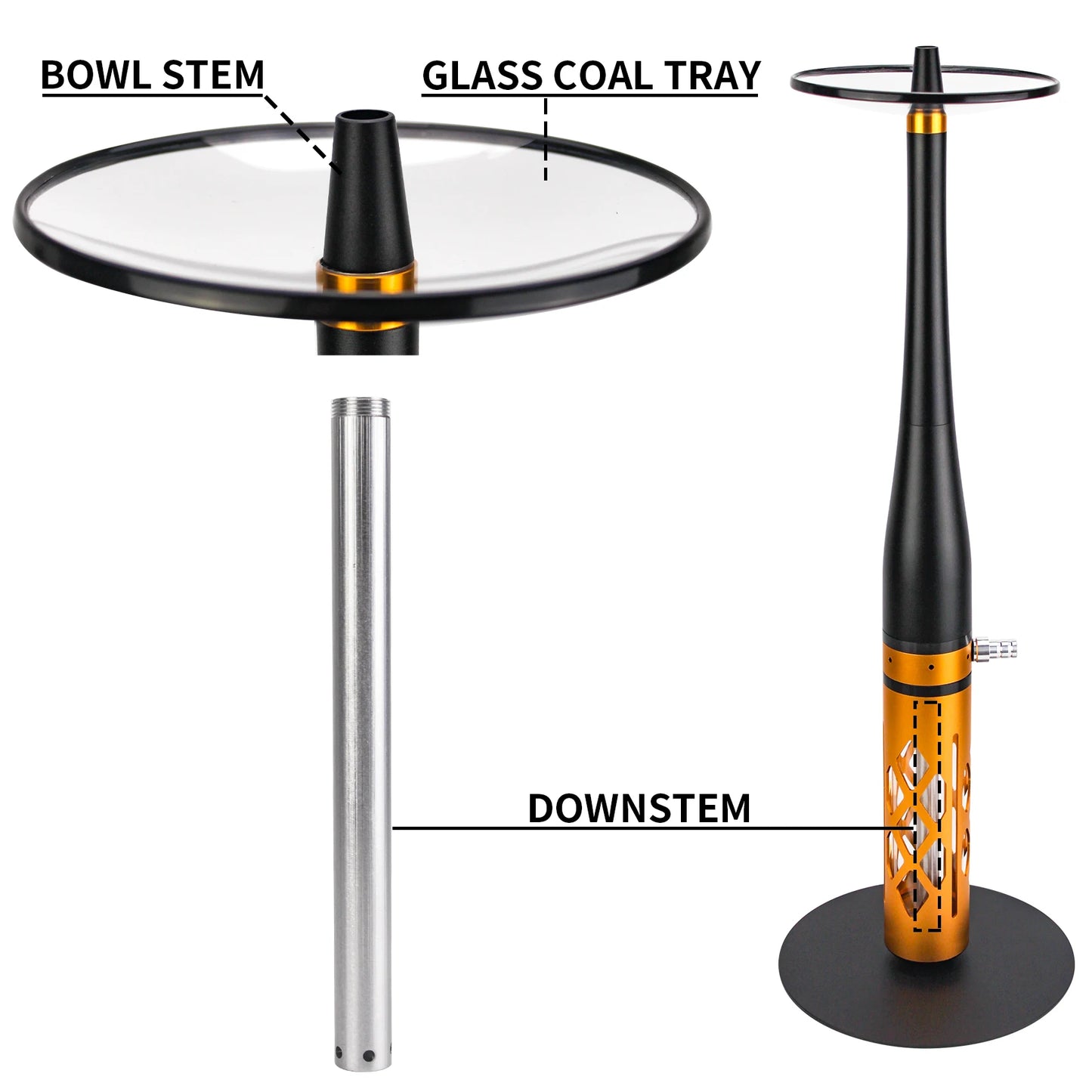 Baseball Hookah With Silicone Hose Classic Tongs Remote LED Light