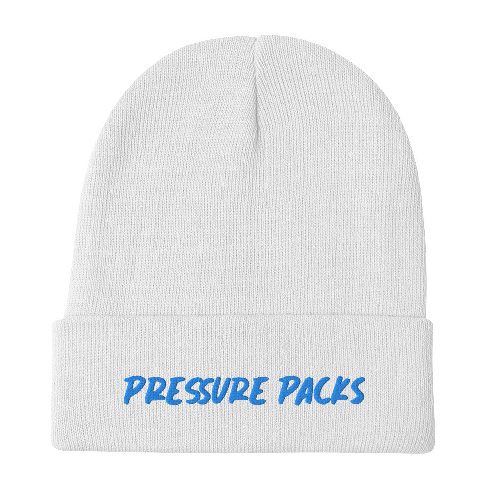 PRESSURE PACKS BEANIE (BLUE LETTERS)