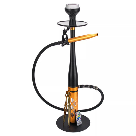 Baseball Hookah With Silicone Hose Classic Tongs Remote LED Light